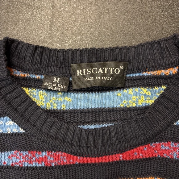 Vintage Riscatto Multicolor Knit Sweater Made In Italy Size M Cotton AndAcrylic - Picture 3 of 9